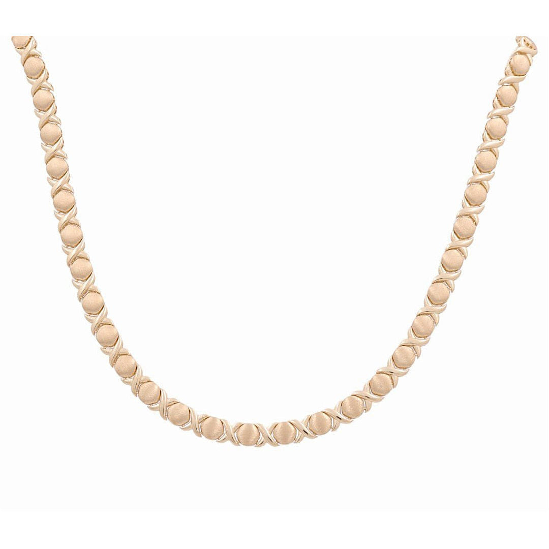 14K Yellow Gold Satin XO Link Necklace 18in