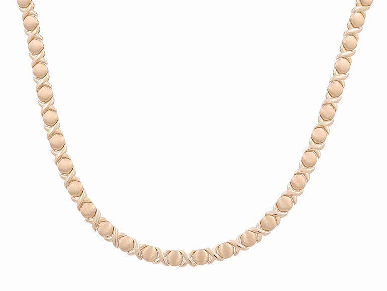 14K Yellow Gold Fancy Link Women's Necklace 18" - Miral Jewelry