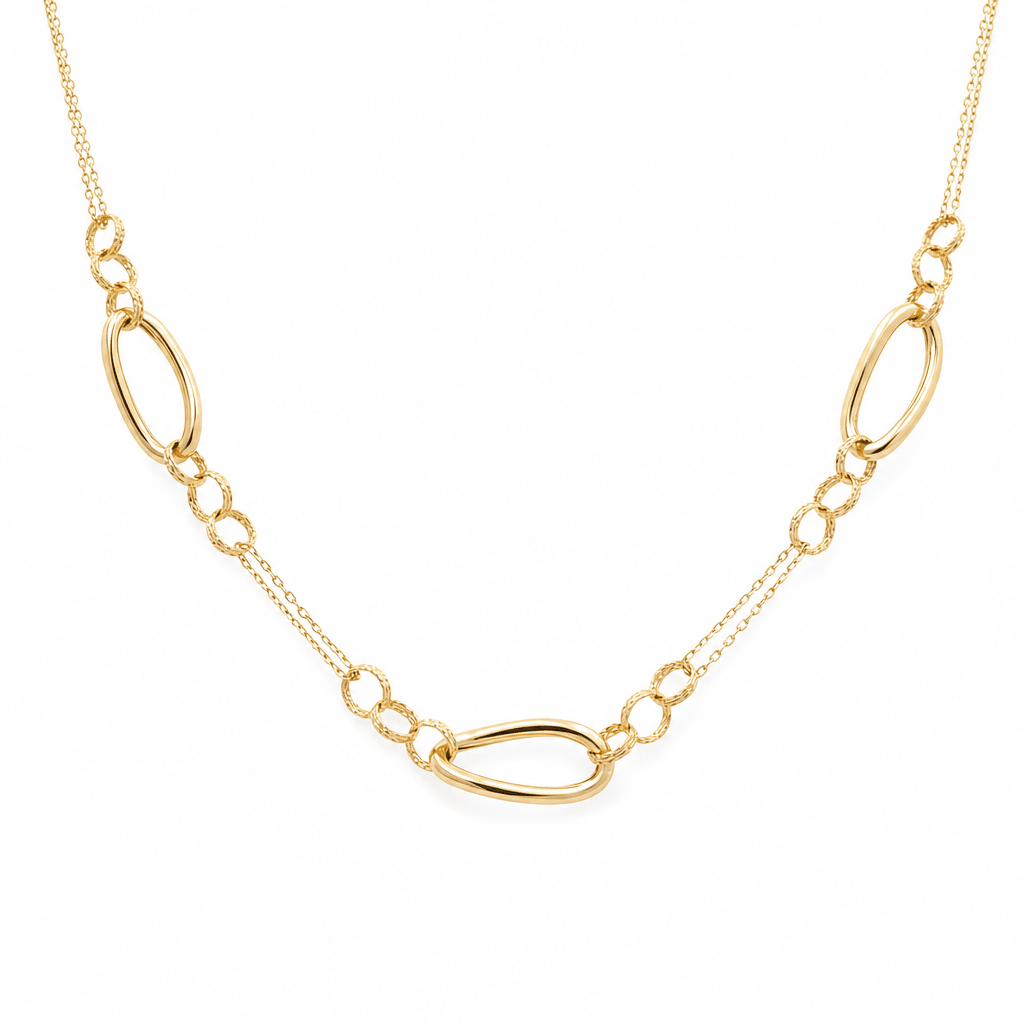 14k Yellow Gold Fancy Necklace 17" - Miral Jewelry