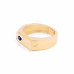 14K Yellow Gold Fashion Blue Men's Ring - Miral Jewelry