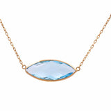 14K Yellow Gold Fashion Blue Topaz Women Necklace - Miral Jewelry
