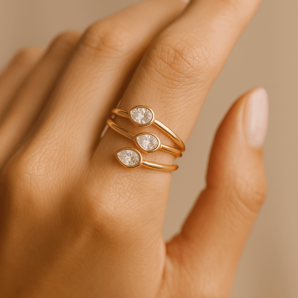 14K Yellow Gold Marquise & Pear Diamond Wrap Ring 0.56 ct tw – view 2