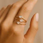 14K Yellow Gold Fashion Diamond Fashion Ring with 0.18Tw Marquise Diamonds and 0.38Tw Pear Diamonds - Miral Jewelry