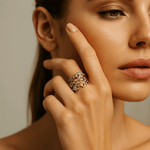 14K Yellow Gold Fashion Diamond Fashion Ring with 0.35Tw Round Diamonds - Miral Jewelry