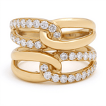 14K Yellow Gold Fashion Diamond Fashion Ring with 0.95Tw Round Diamonds - Miral Jewelry