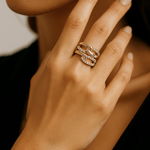 14K Yellow Gold Fashion Diamond Fashion Ring with 0.95Tw Round Diamonds - Miral Jewelry