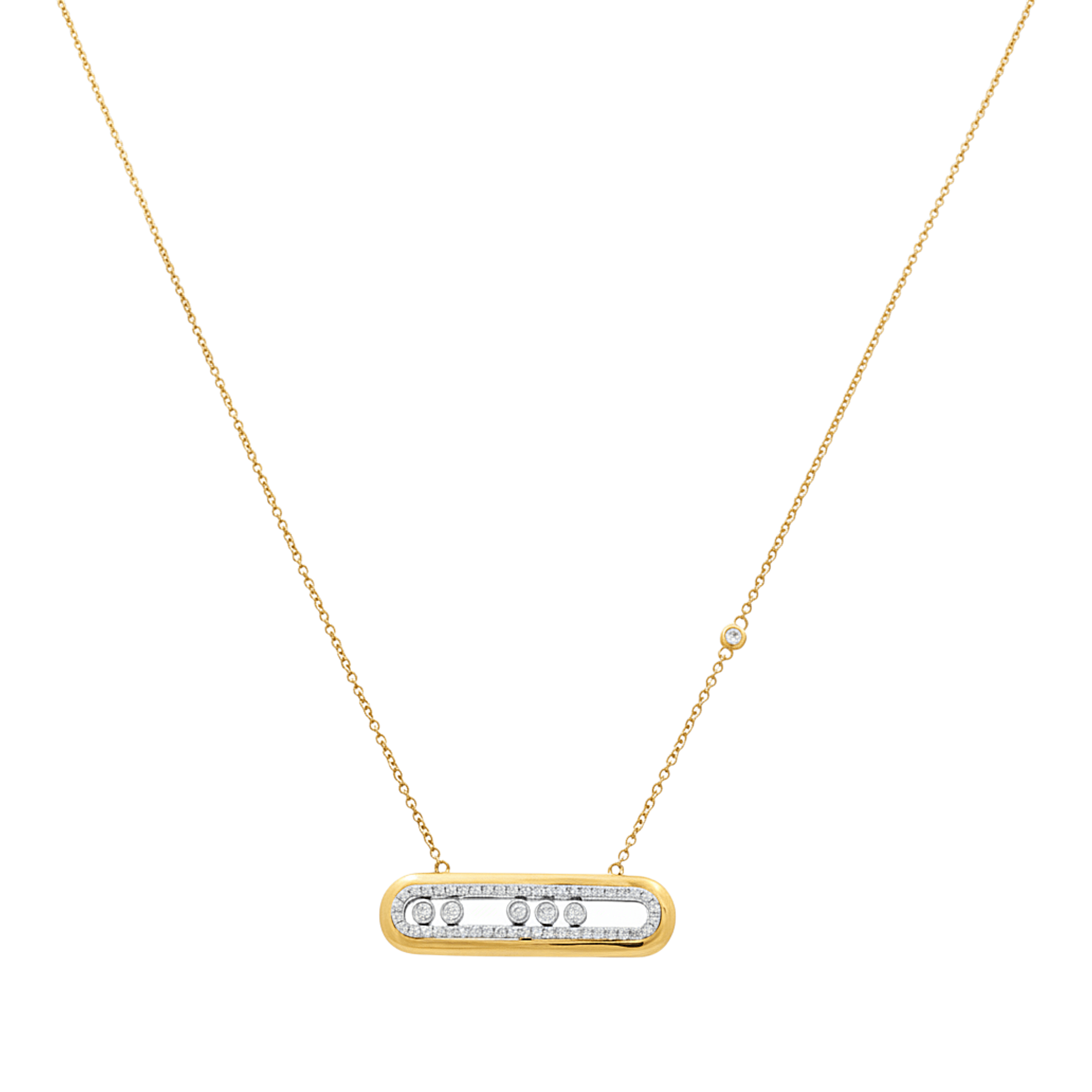 14k Yellow Gold Fashion Diamond Necklace 18" with 0.38Tw Round Diamonds - Miral Jewelry
