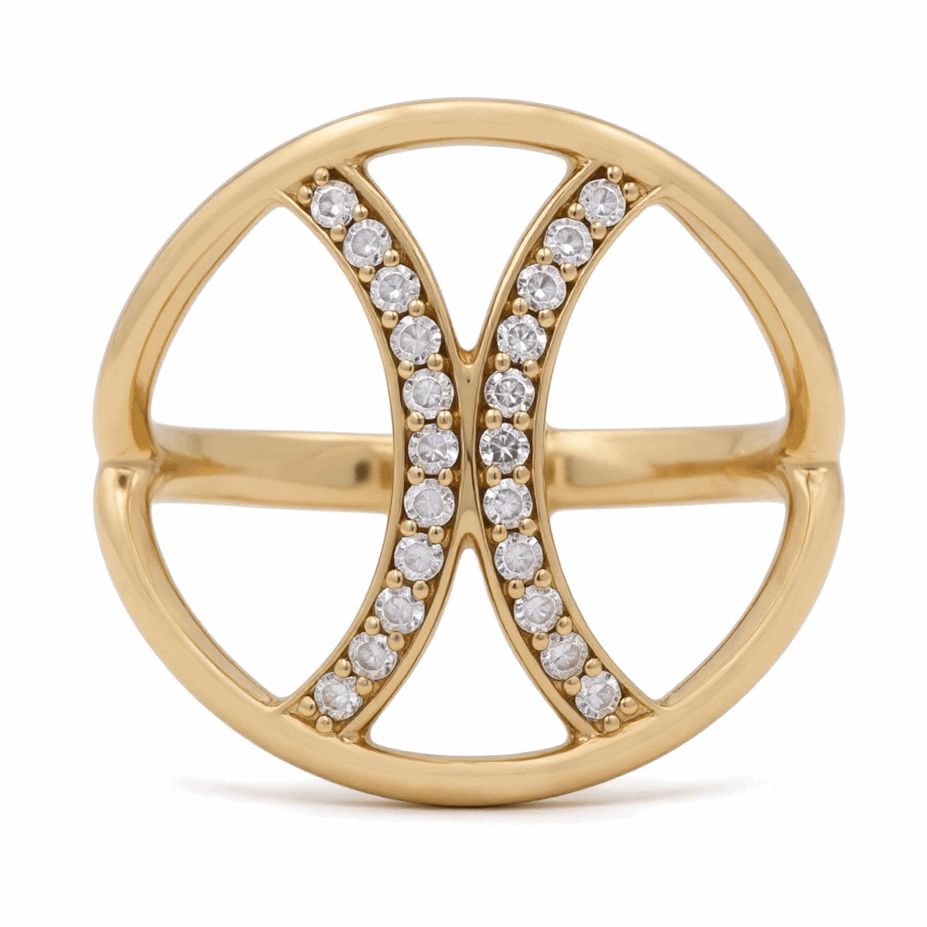 14K Yellow Gold Open Circle Diamond Arc Ring 0.19 ct tw