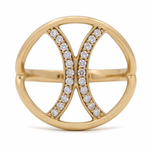 14K Yellow Gold Fashion Diamond Ring with 0.19Tw Round Diamonds - Miral Jewelry