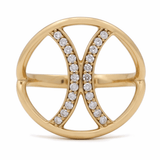 14K Yellow Gold Fashion Diamond Ring with 0.19Tw Round Diamonds - Miral Jewelry