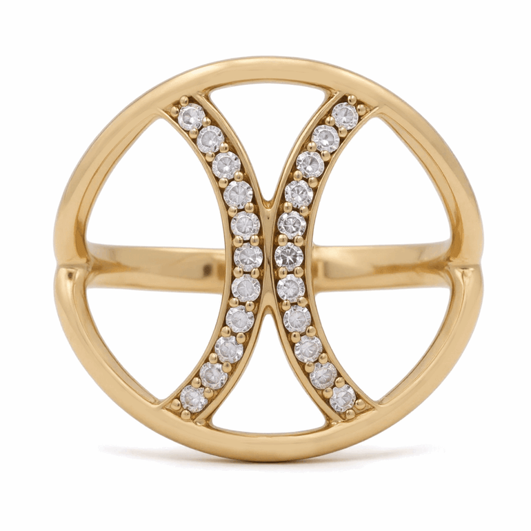 14K Yellow Gold Fashion Diamond Ring with 0.19Tw Round Diamonds - Miral Jewelry