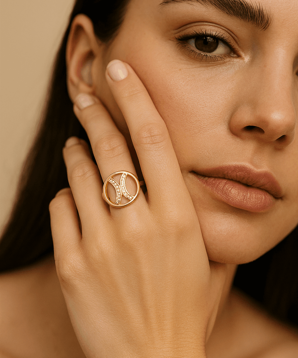 14K Yellow Gold Fashion Diamond Ring with 0.19Tw Round Diamonds - Miral Jewelry