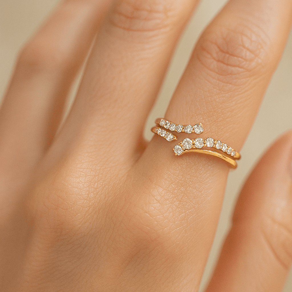 14K Yellow Gold Diamond Cluster Bypass Ring 0.82 ct tw – view 2