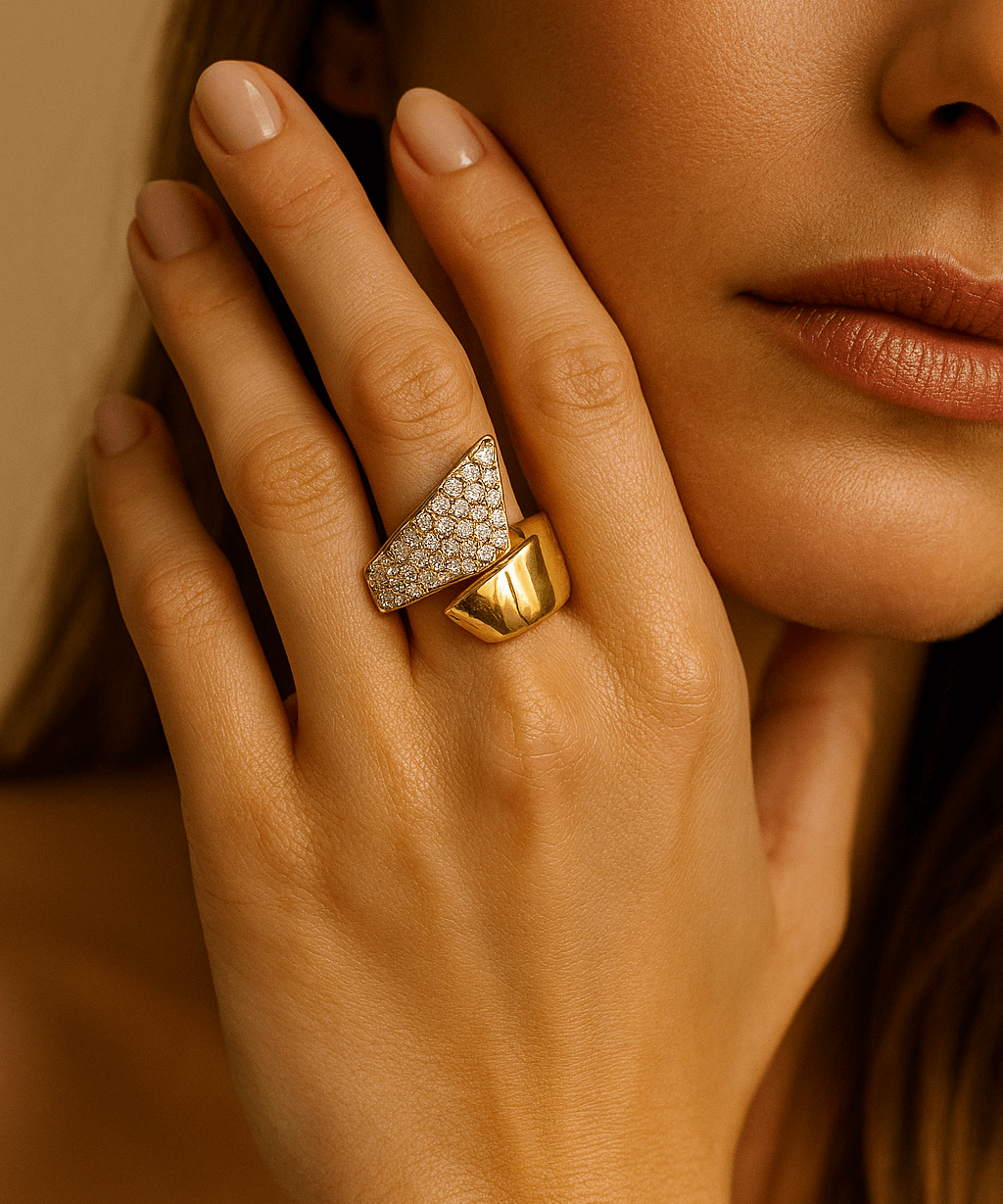 14K Yellow Gold Fashion Diamond Ring with 0.88Tw Round Diamonds - Miral Jewelry