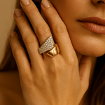 14K Yellow Gold Fashion Diamond Ring with 0.88Tw Round Diamonds - Miral Jewelry