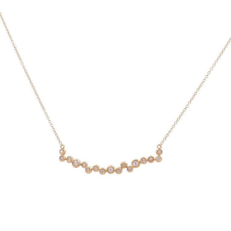 14K Yellow Gold Curved Bezel Diamond Bar Necklace 0.28 ct tw