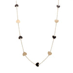 14K Yellow Gold Fashion Hearts Onyx and Gold Necklace - Miral Jewelry