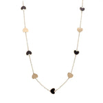 14K Yellow Gold Fashion Hearts Onyx and Gold Necklace - Miral Jewelry