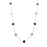 14K Yellow Gold Fashion Hearts Onyx and Gold Necklace - Miral Jewelry