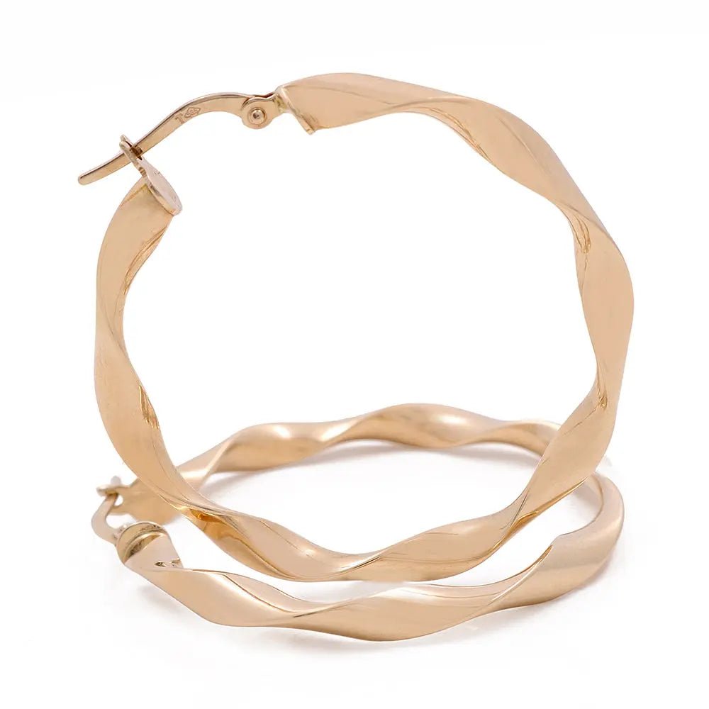 14K Yellow Gold Large Twisted Hoop Earrings