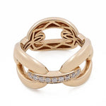 14k Yellow Gold Fashion Link Ring with 0.18Tw Round Diamonds - Miral Jewelry