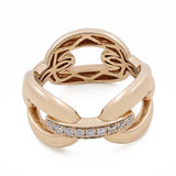 14k Yellow Gold Fashion Link Ring with 0.18Tw Round Diamonds - Miral Jewelry