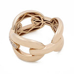 14k Yellow Gold Fashion Link Ring with 0.18Tw Round Diamonds - Miral Jewelry