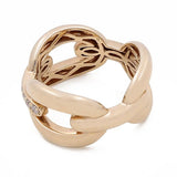 14k Yellow Gold Fashion Link Ring with 0.18Tw Round Diamonds - Miral Jewelry
