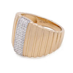 14k Yellow Gold Fashion Ridge Ring with 0.23Tw Round Diamonds - Miral Jewelry