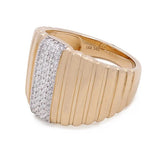 14k Yellow Gold Fashion Ridge Ring with 0.23Tw Round Diamonds - Miral Jewelry