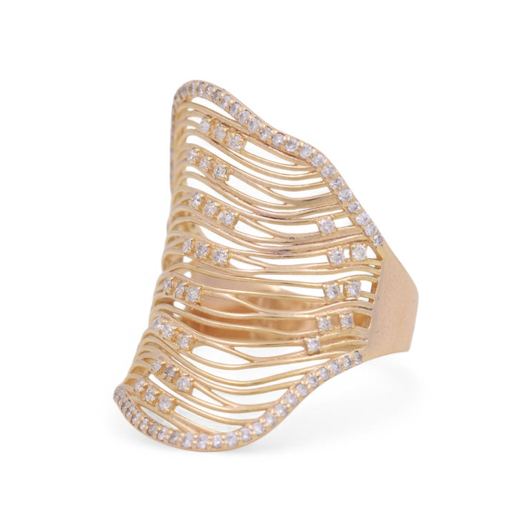 14K Yellow Gold Fashion Ring with 0.65Tw Round Diamonds - Miral Jewelry
