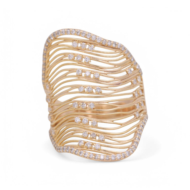 14K Yellow Gold Fashion Ring with 0.65Tw Round Diamonds - Miral Jewelry