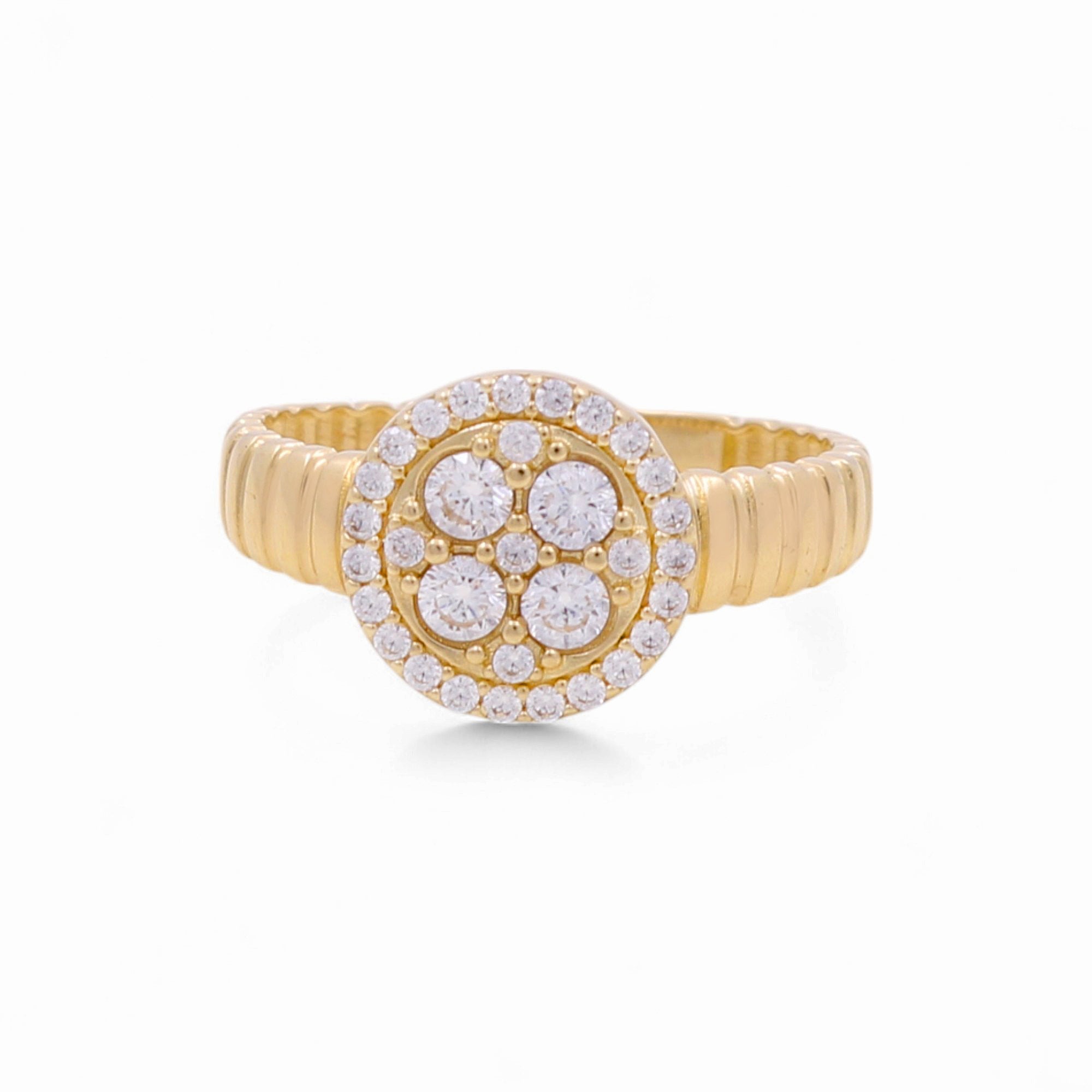 14K Yellow Gold Fashion Round with Cz Women's Ring - Miral Jewelry