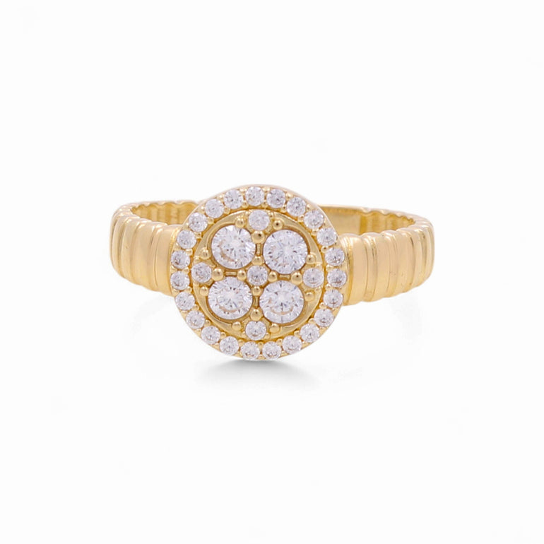 14K Yellow Gold Fashion Round with Cz Women's Ring - Miral Jewelry