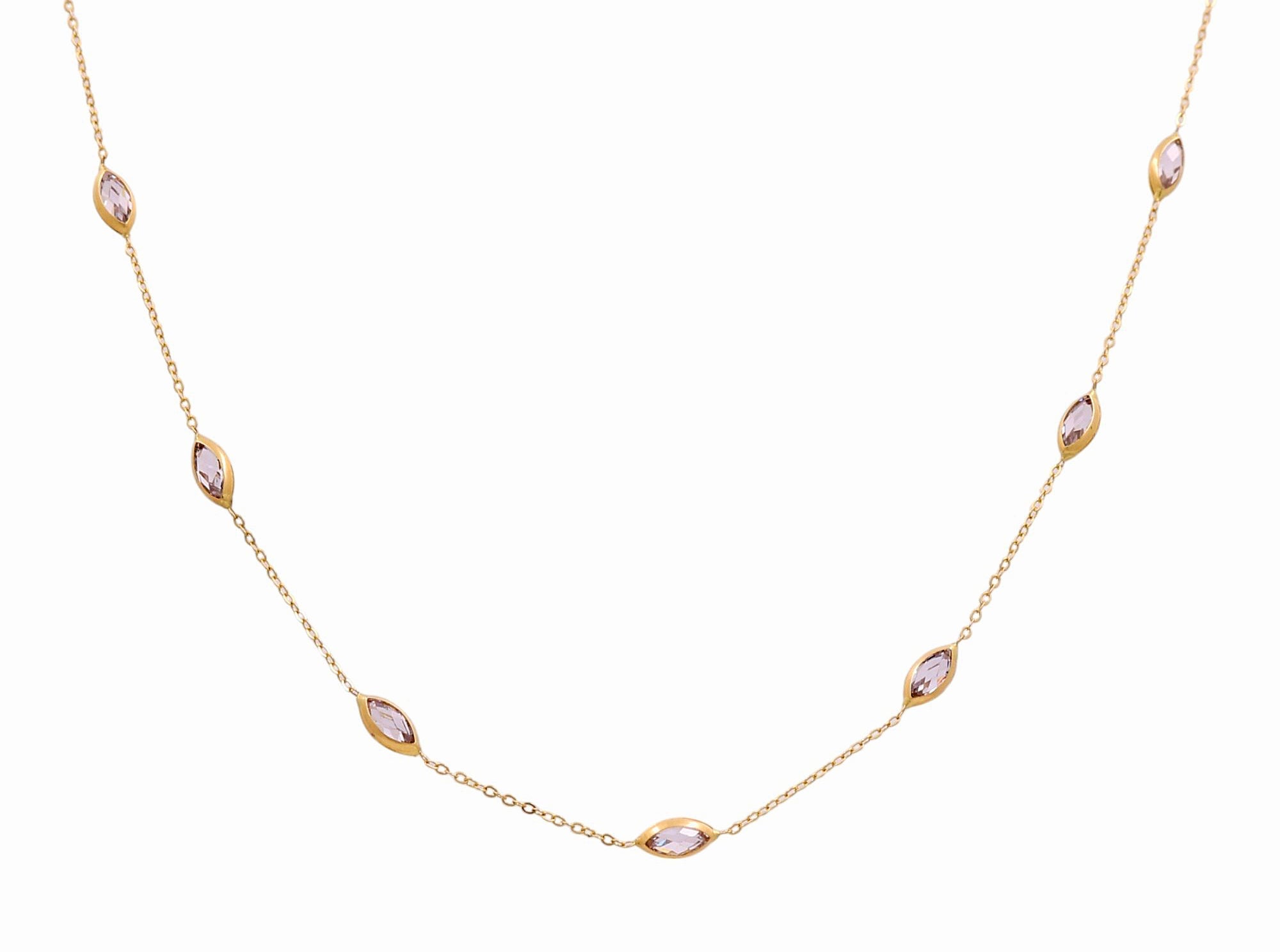 14K Yellow Gold Fashion with Cz Necklace - Miral Jewelry