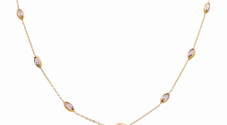 14K Yellow Gold Fashion with Cz Necklace - Miral Jewelry