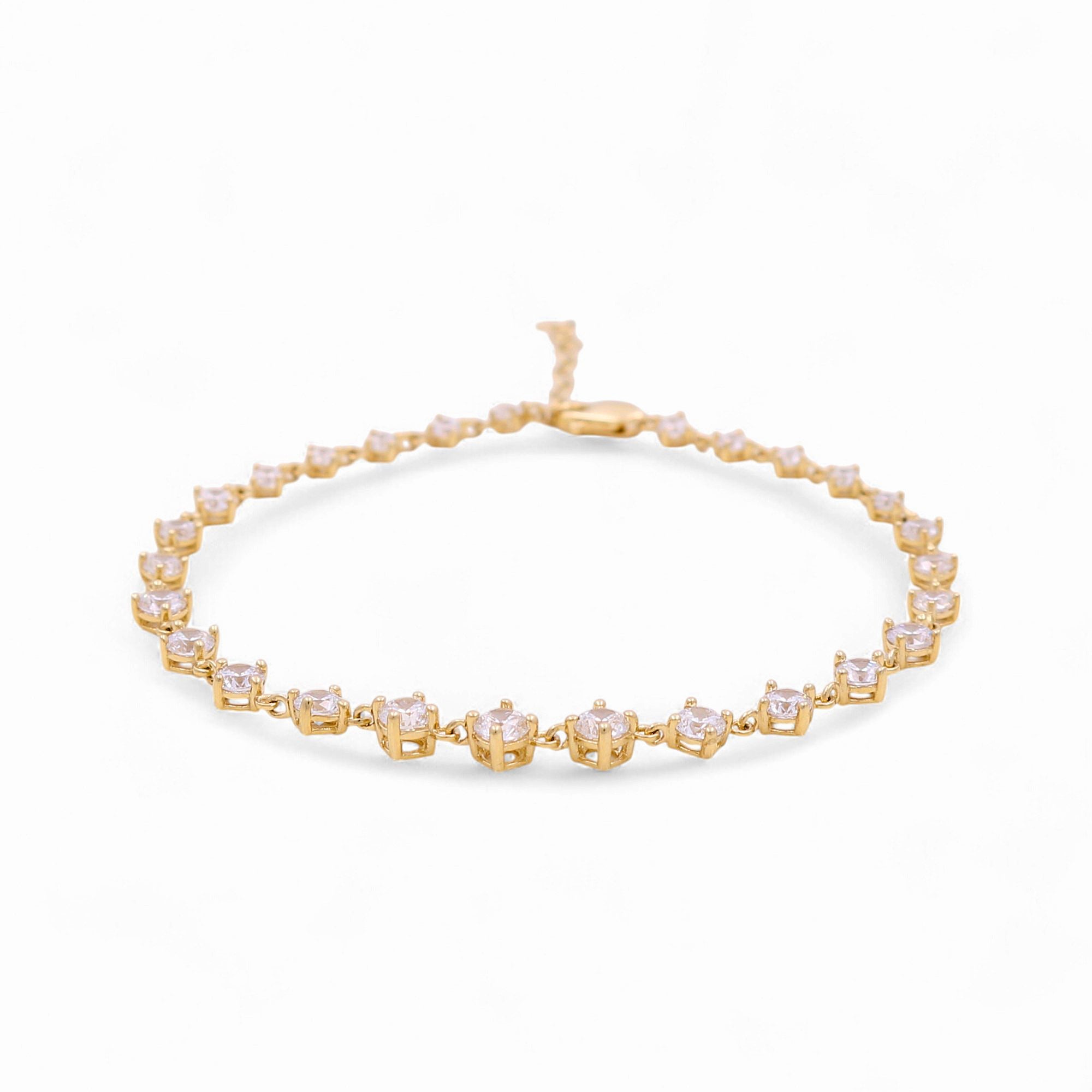 14K Yellow Gold Fashion With Cz Women's Bracelet - Miral Jewelry