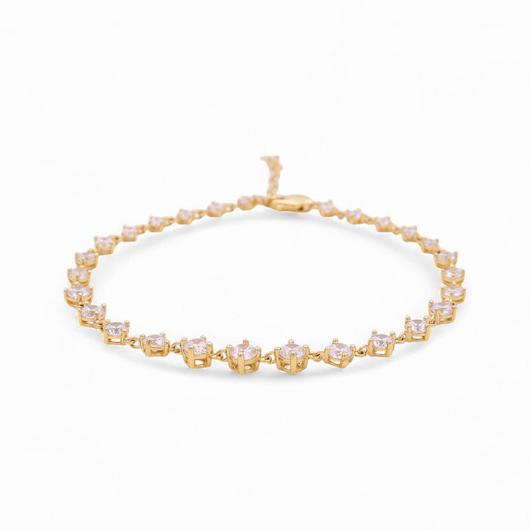 14K Yellow Gold Fashion With Cz Women's Bracelet - Miral Jewelry