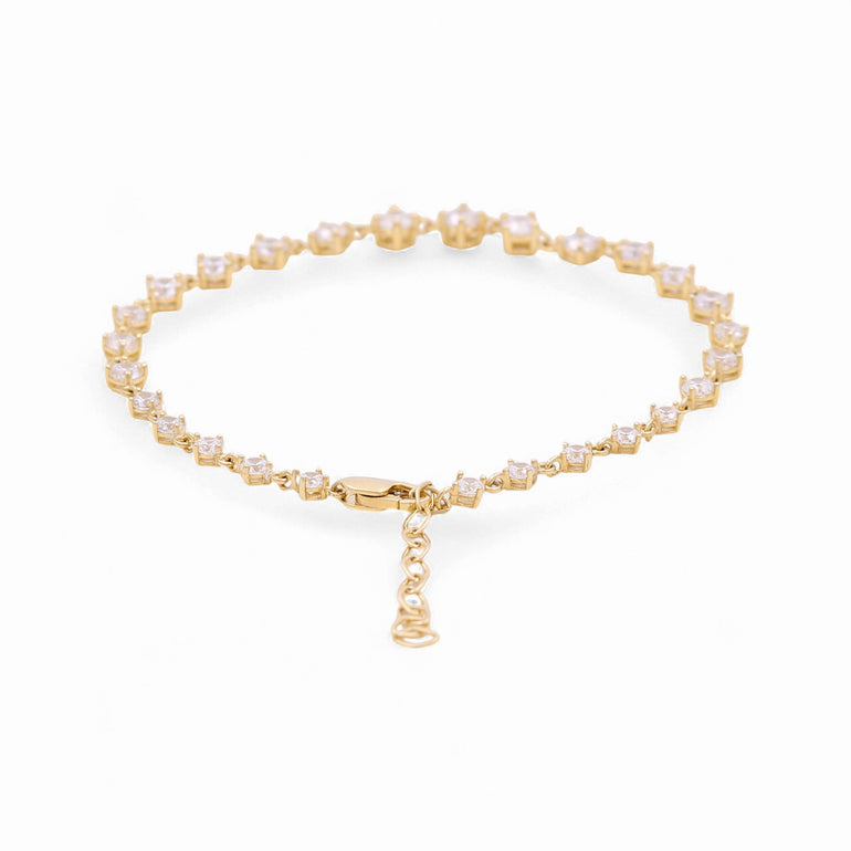 14K Yellow Gold Fashion With Cz Women's Bracelet - Miral Jewelry