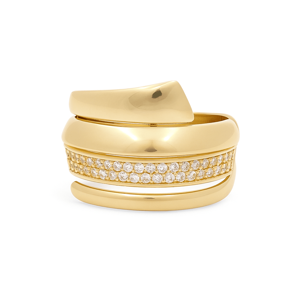 14K Yellow Gold Fashion with CZ Women's Ring - Miral Jewelry