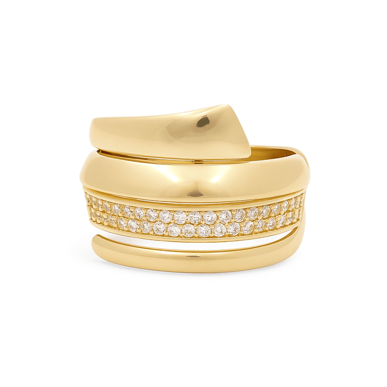 14K Yellow Gold Fashion with CZ Women's Ring - Miral Jewelry