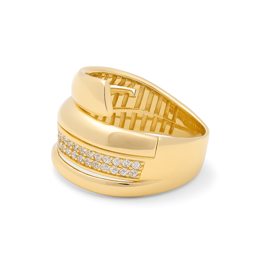 14K Yellow Gold Fashion with CZ Women's Ring - Miral Jewelry