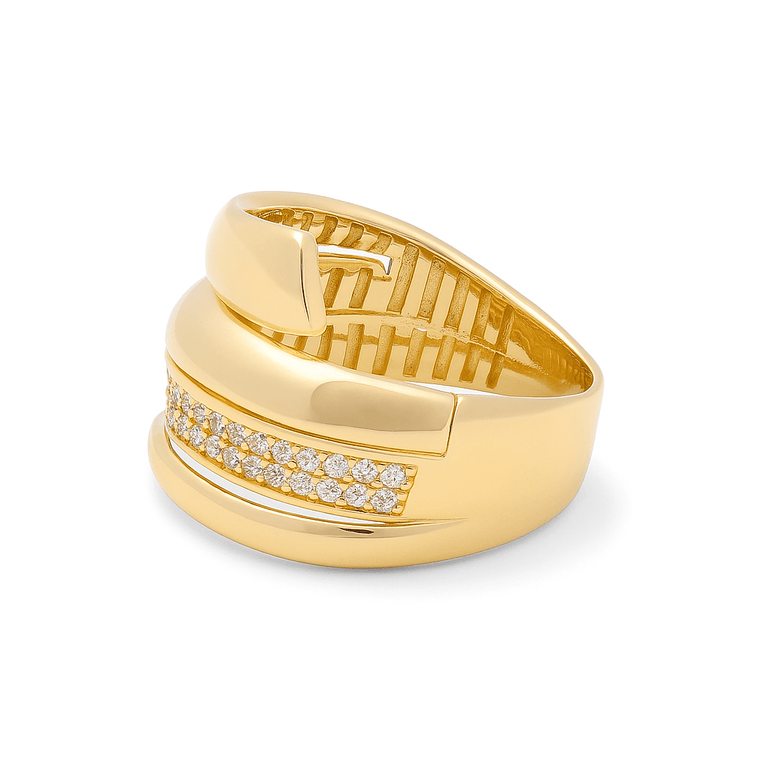 14K Yellow Gold Fashion with CZ Women's Ring - Miral Jewelry
