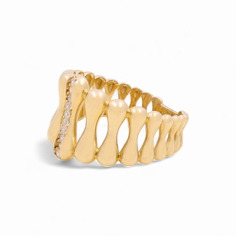 14K Yellow Gold Fashion with Cz Women's Ring - Miral Jewelry