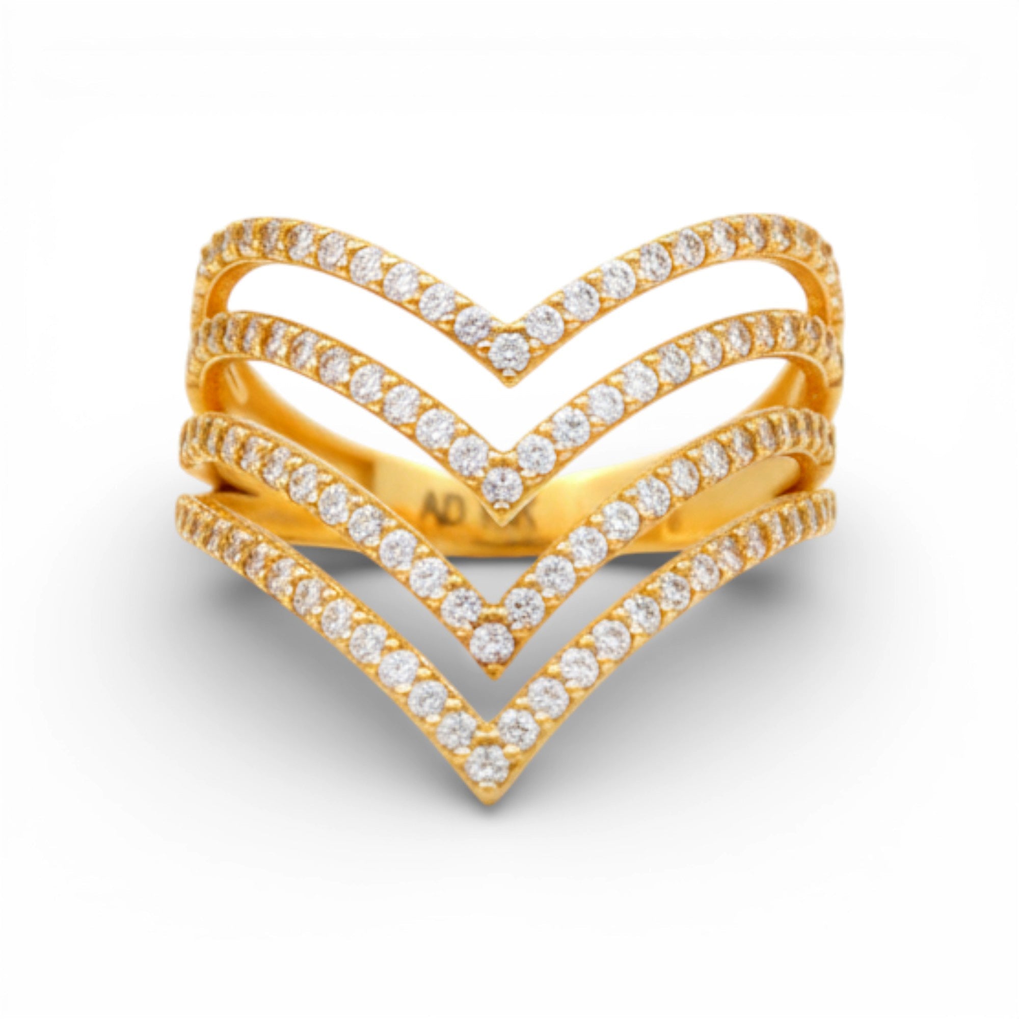 14K Yellow Gold Fashion with CZ Women's Ring - Miral Jewelry