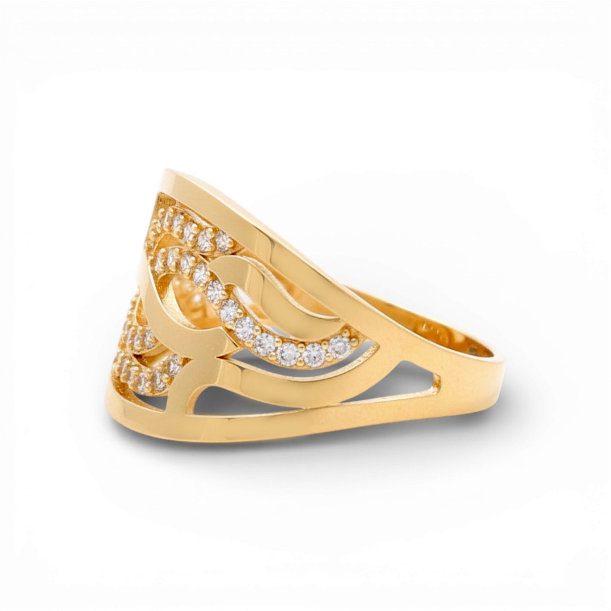 14K Yellow Gold Fashion with CZ Women's Ring - Miral Jewelry