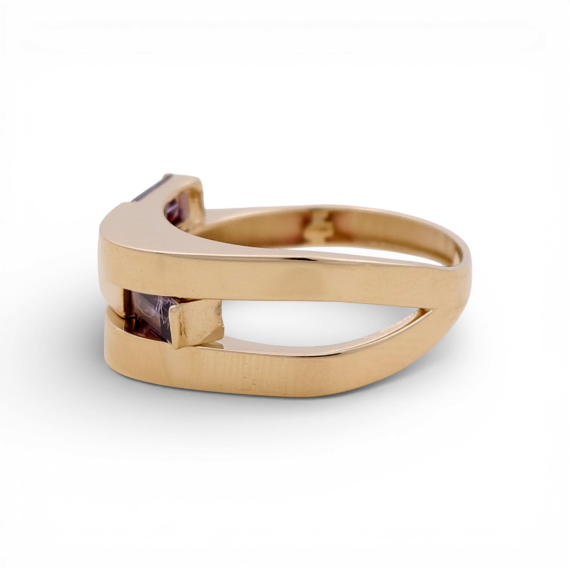 14K Yellow Gold Fashion with Purple CZ Women's Ring - Miral Jewelry