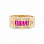 14K Yellow Gold Fashion with Red Cz Women's Ring - Miral Jewelry