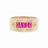 14K Yellow Gold Fashion with Red Cz Women's Ring - Miral Jewelry