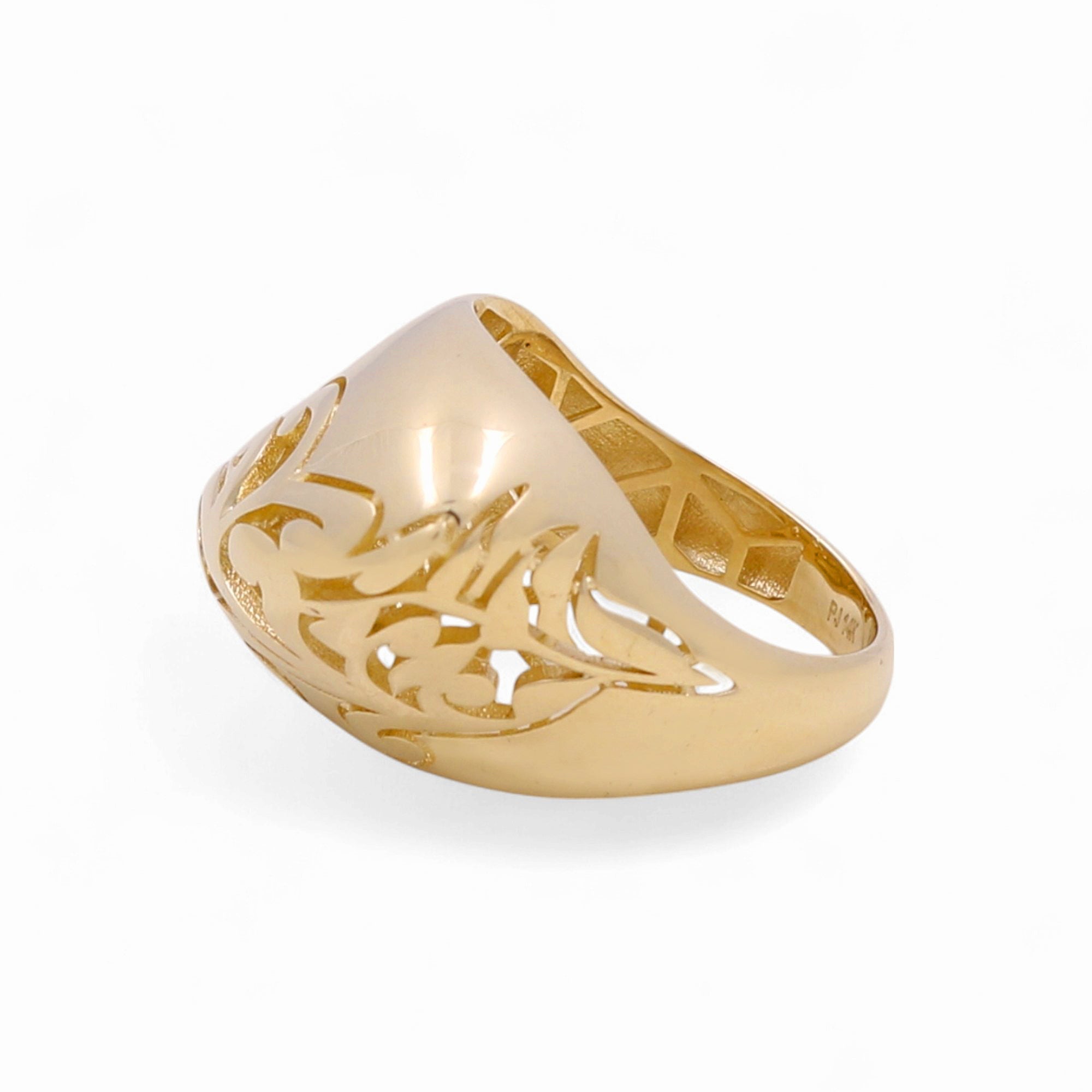 14K Yellow Gold Engraved Scroll Dome Ring 4.5 g – view 2